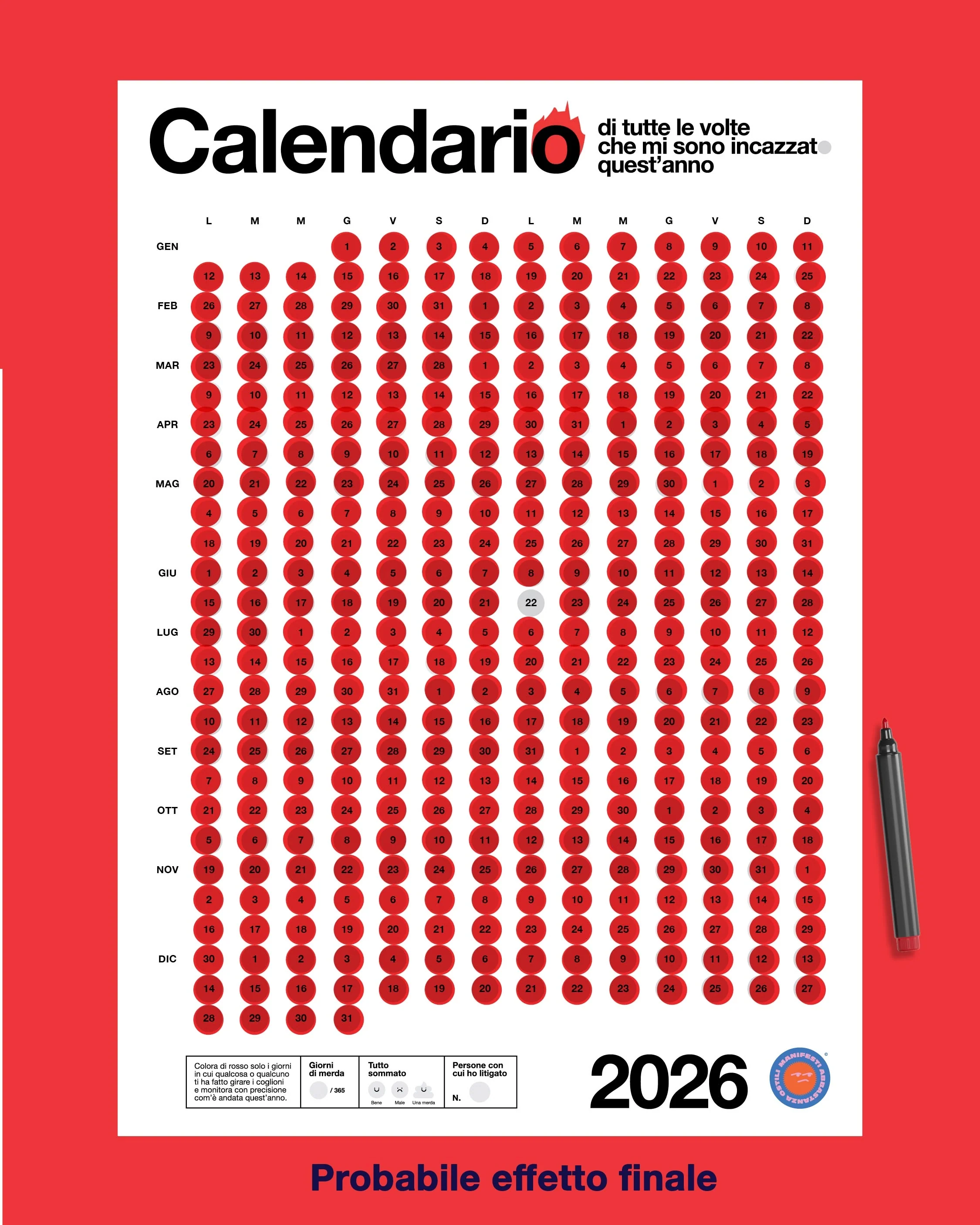 Calendario di tutte le volte che mi sono incazzato/a - BIANCO - Image 4