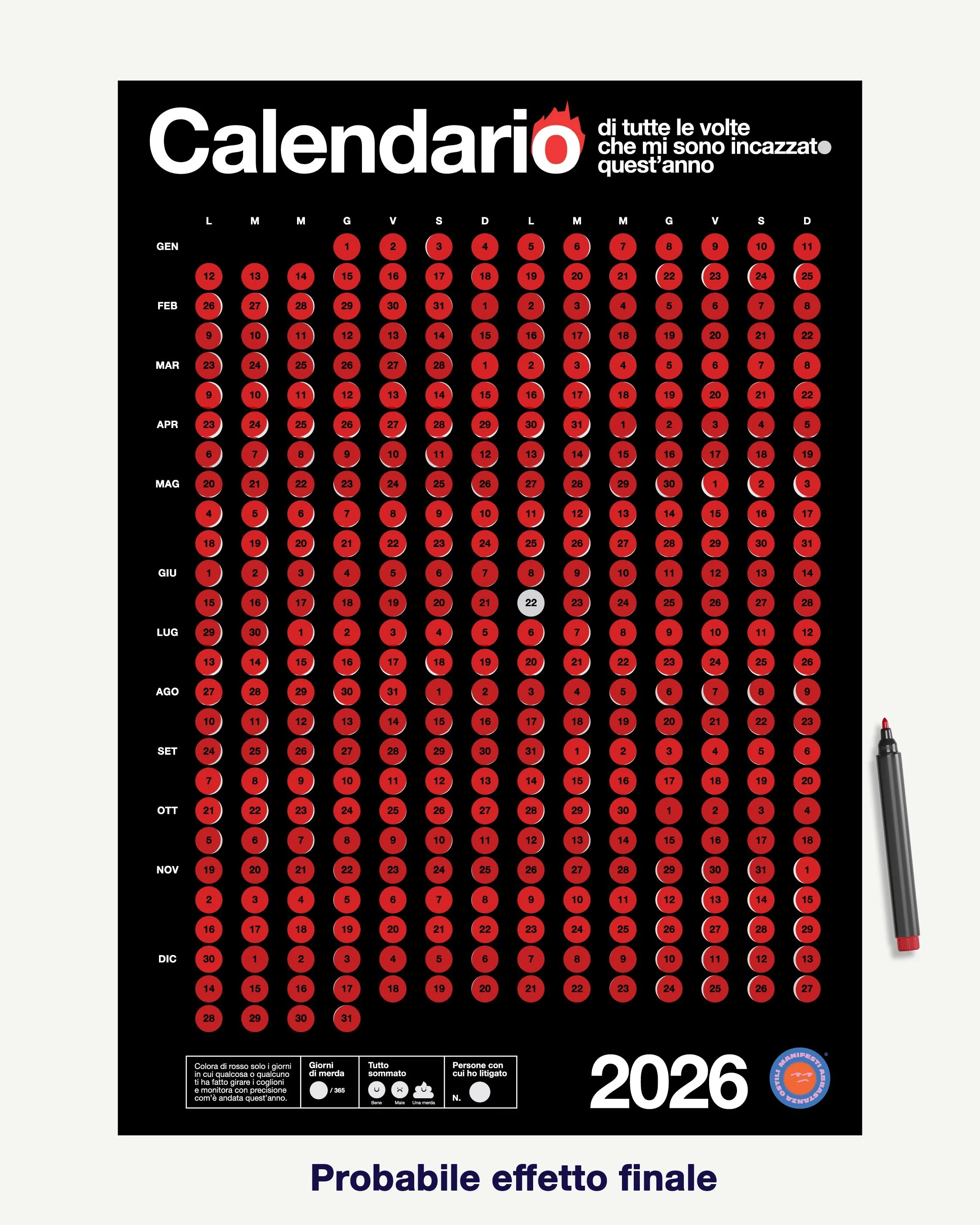 Calendario di tutte le volte che mi sono incazzato/a - NERO - Image 3
